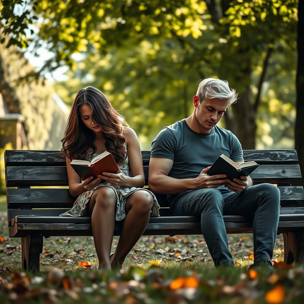 Comfortable Intimacy on a Weathered Bench