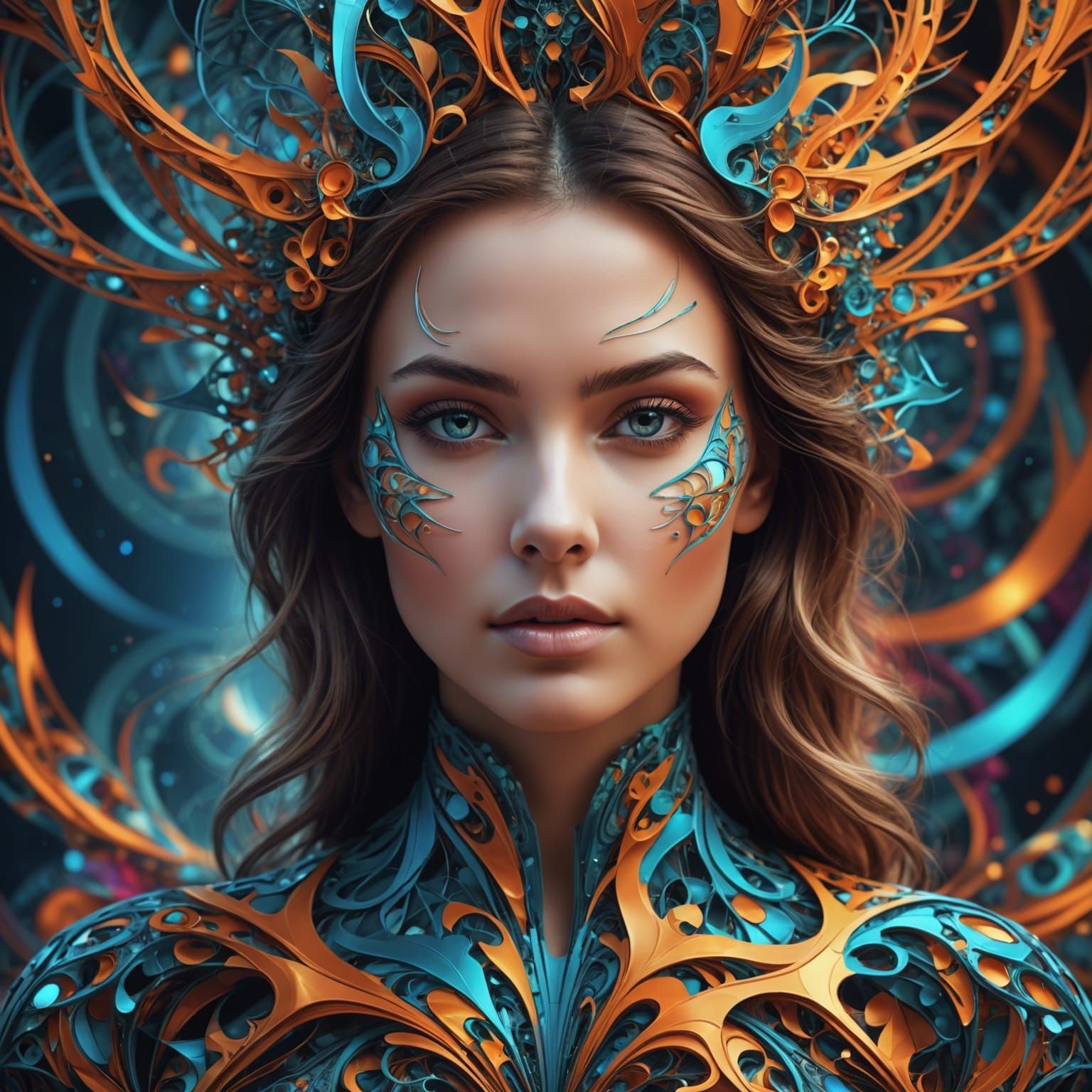 Abstract 3D Fractal Woman: Realistic and Vibrant