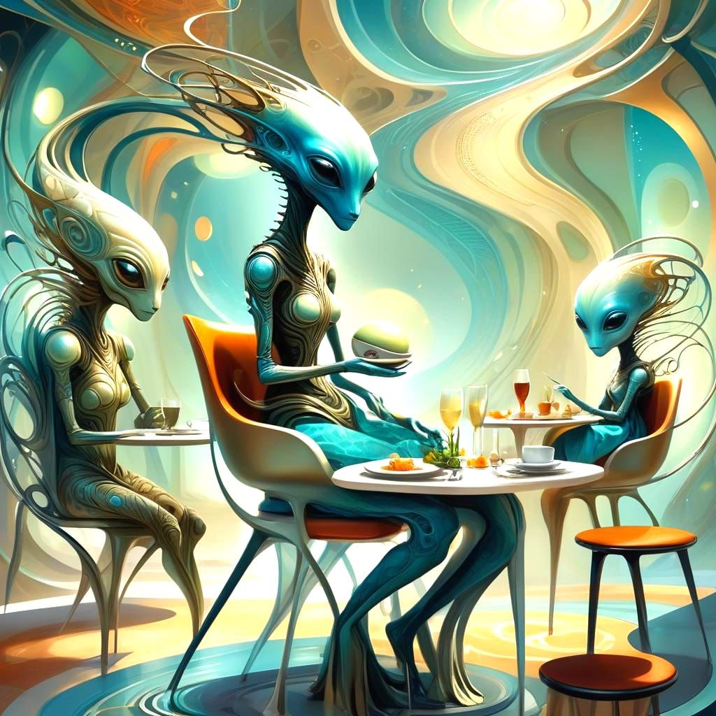 Woodland Creatures Enjoying Futuristic Fine Dining