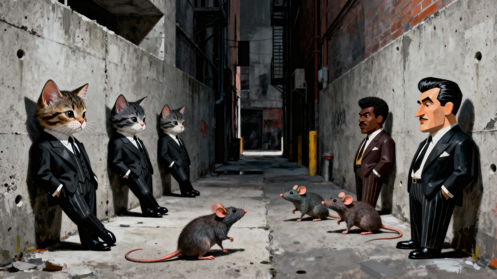 Kittens vs Rat Pack in Gritty Alleyway