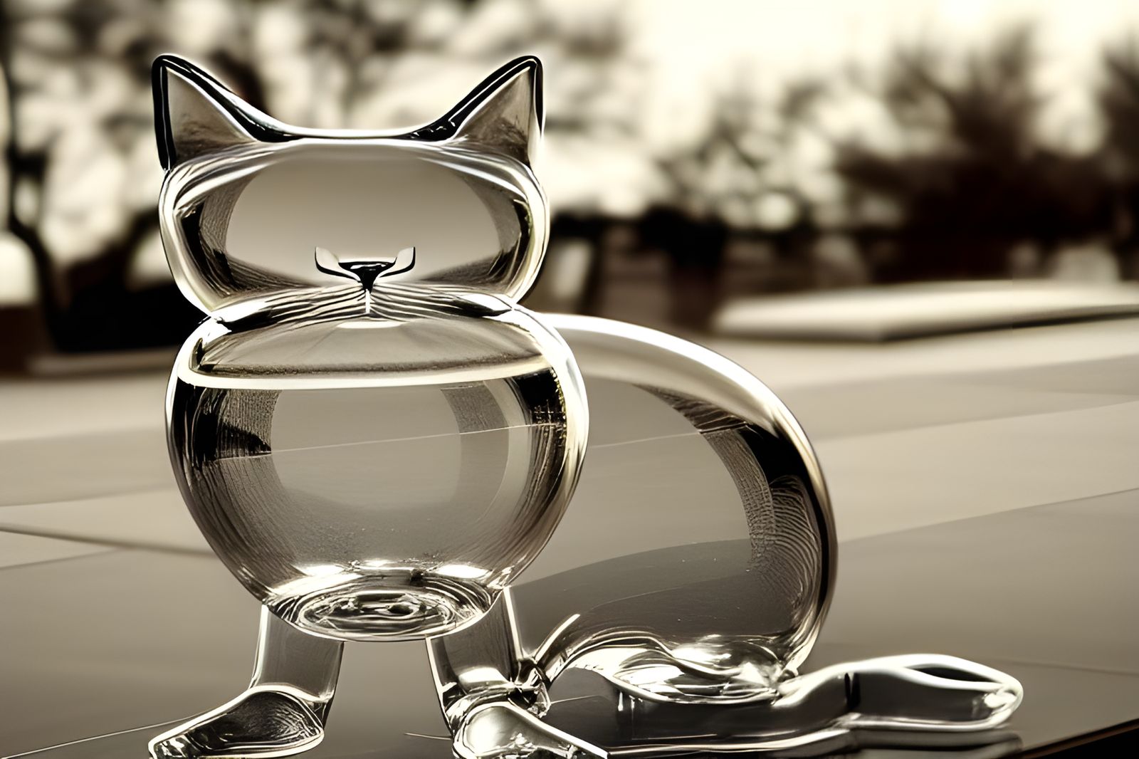 Photorealistic Glass Cat in Crystalline Style
