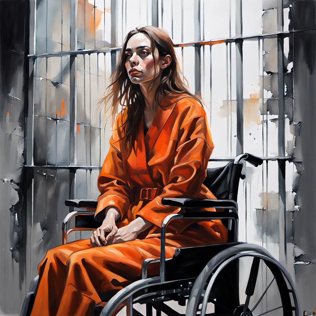 Woman in Wheelchair: Hyperrealistic Oil Painting