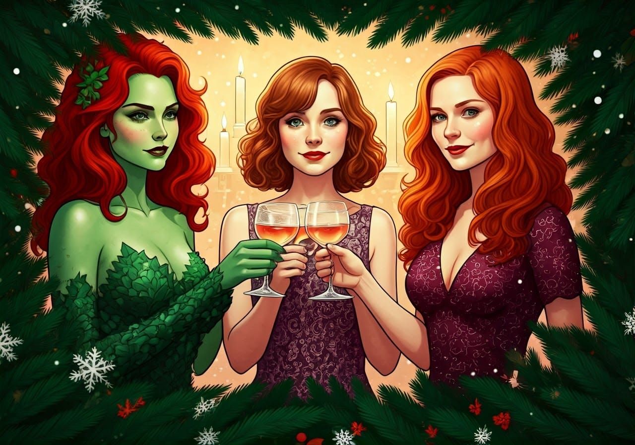 Whimsical Holiday Trio in Elegant Watercolor Style