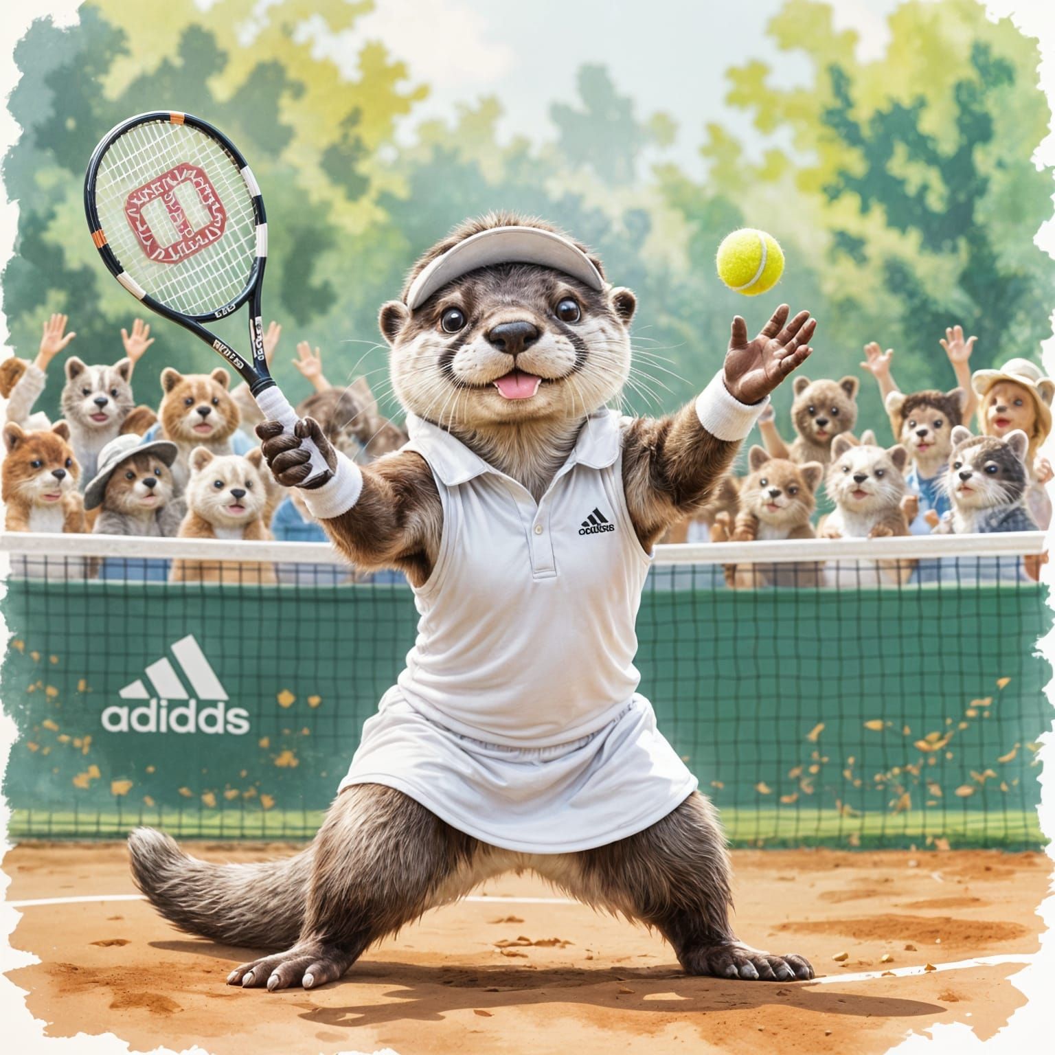 Otter playing tennis