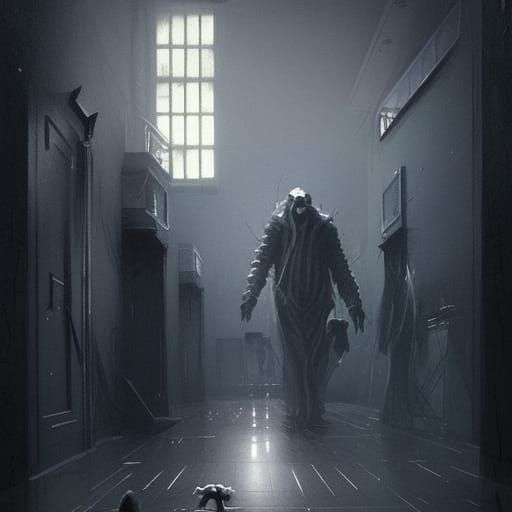 Eldritch Monster in Hospital Corridor