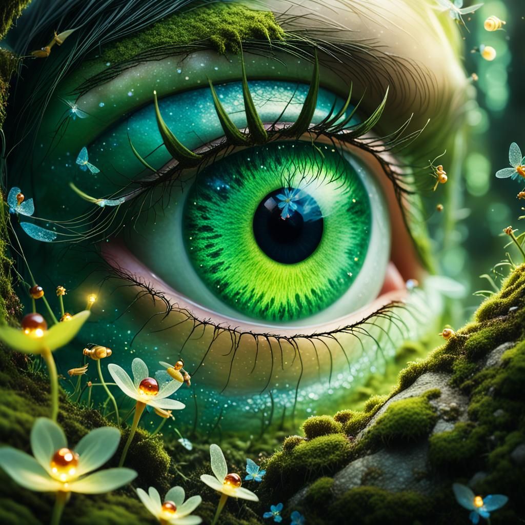 Elf Fairy in Human Eye: Surreal Macro Photography