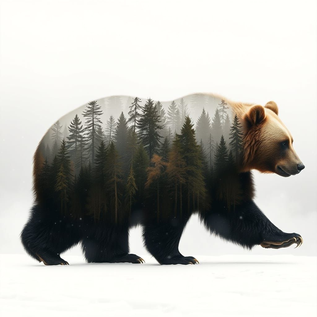 Bear in Forest Landscape