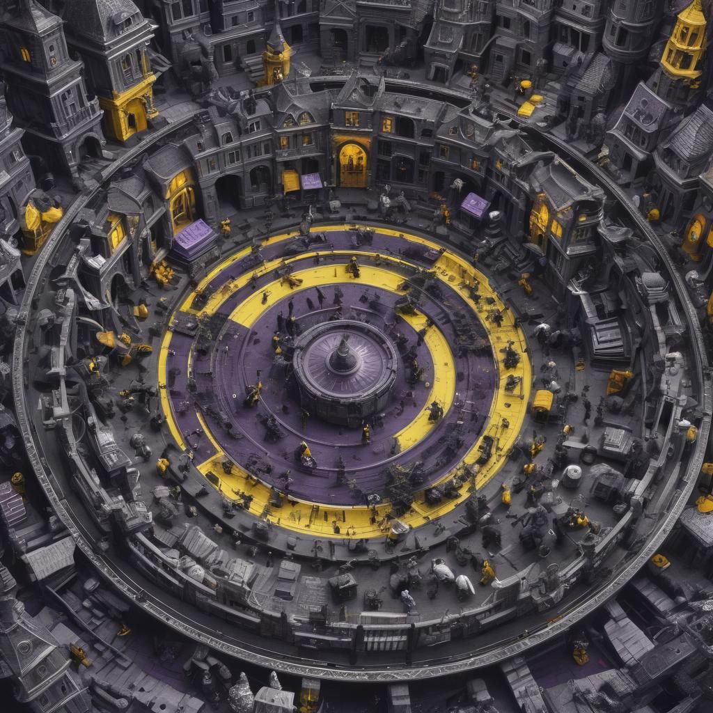 Dark Fantasy Circle: Ink Illustration in Black and White