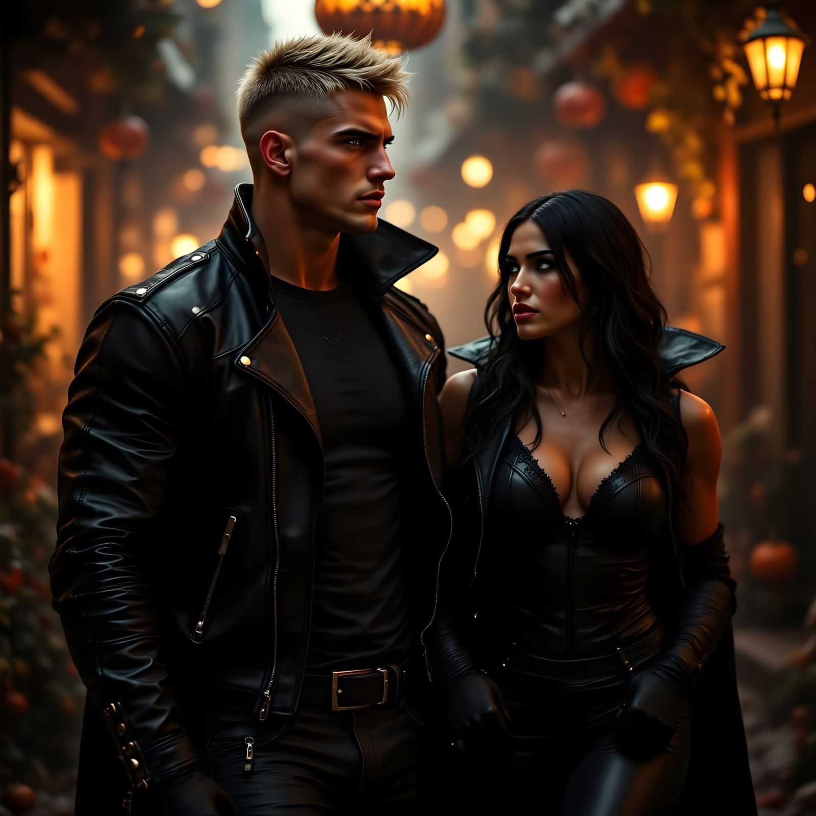 Vampire Couple Arrive At Halloween Party