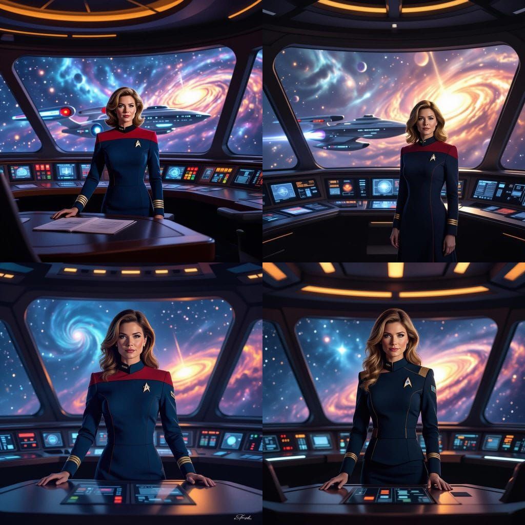 Starship Captain Jewel Staite on Bridge