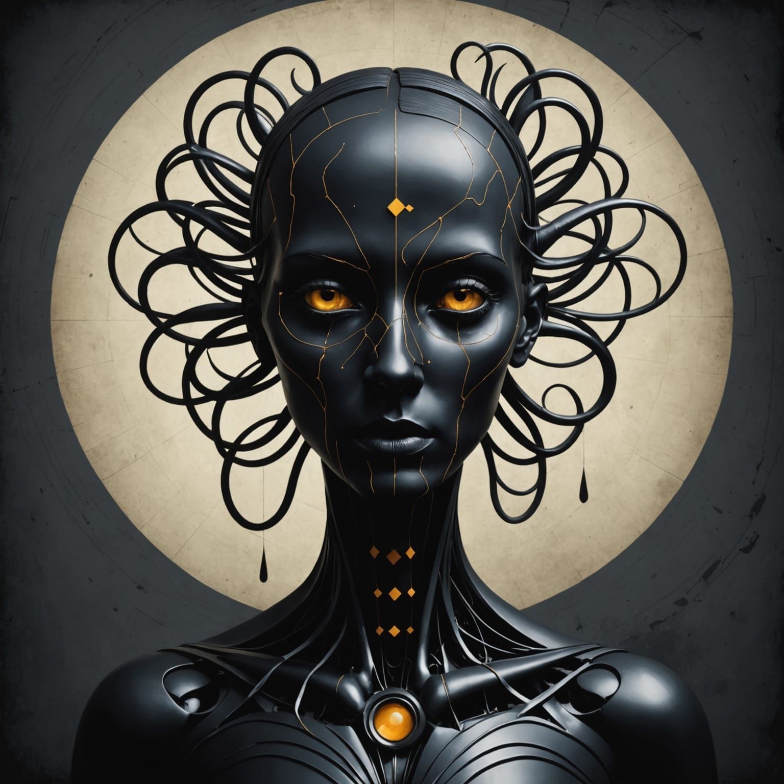 Dark, Moody, Futuristic Landscape in Distressed Painting Sty...