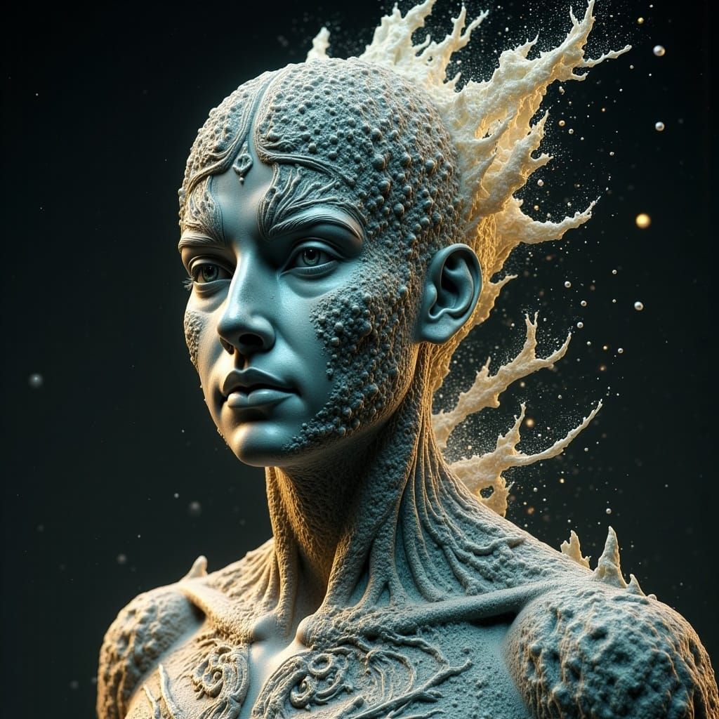 A statue from a muscular greek double exposure effect <lora:Abstract Reality:1.0>