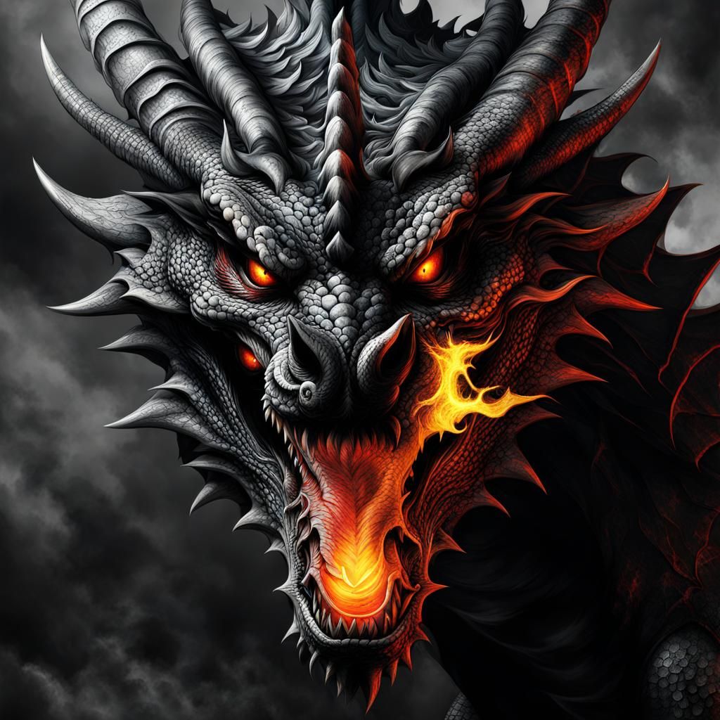 Dragon Demon Lord of Hell in Detailed Horror Style