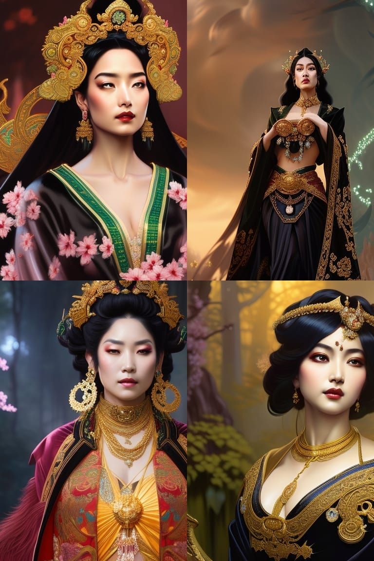 Oriental Jade Queen Portrait in Digital Art Style