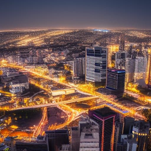 Vimaras Fly Through Modern Cityscape