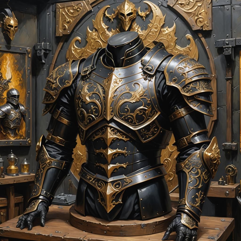 Magical Black and Gold Armor in Armory