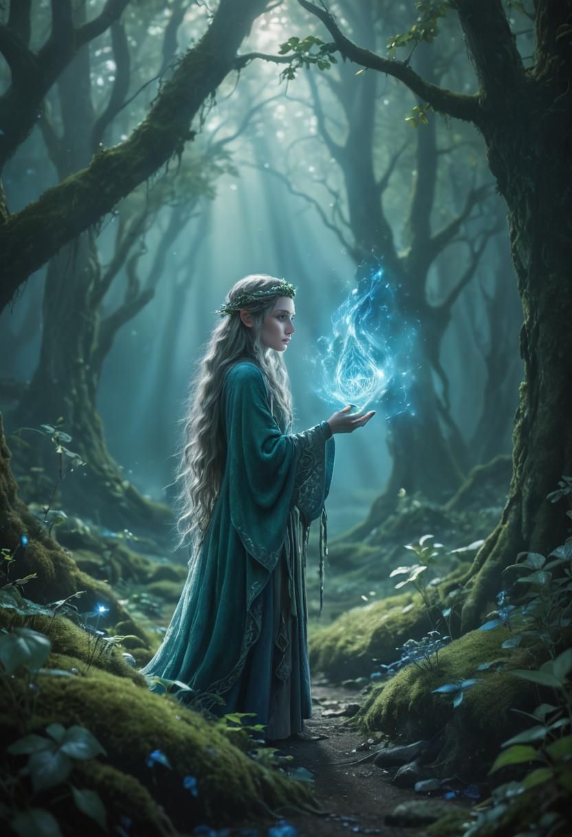 Enchanting Elf Portrait in a Magical Forest