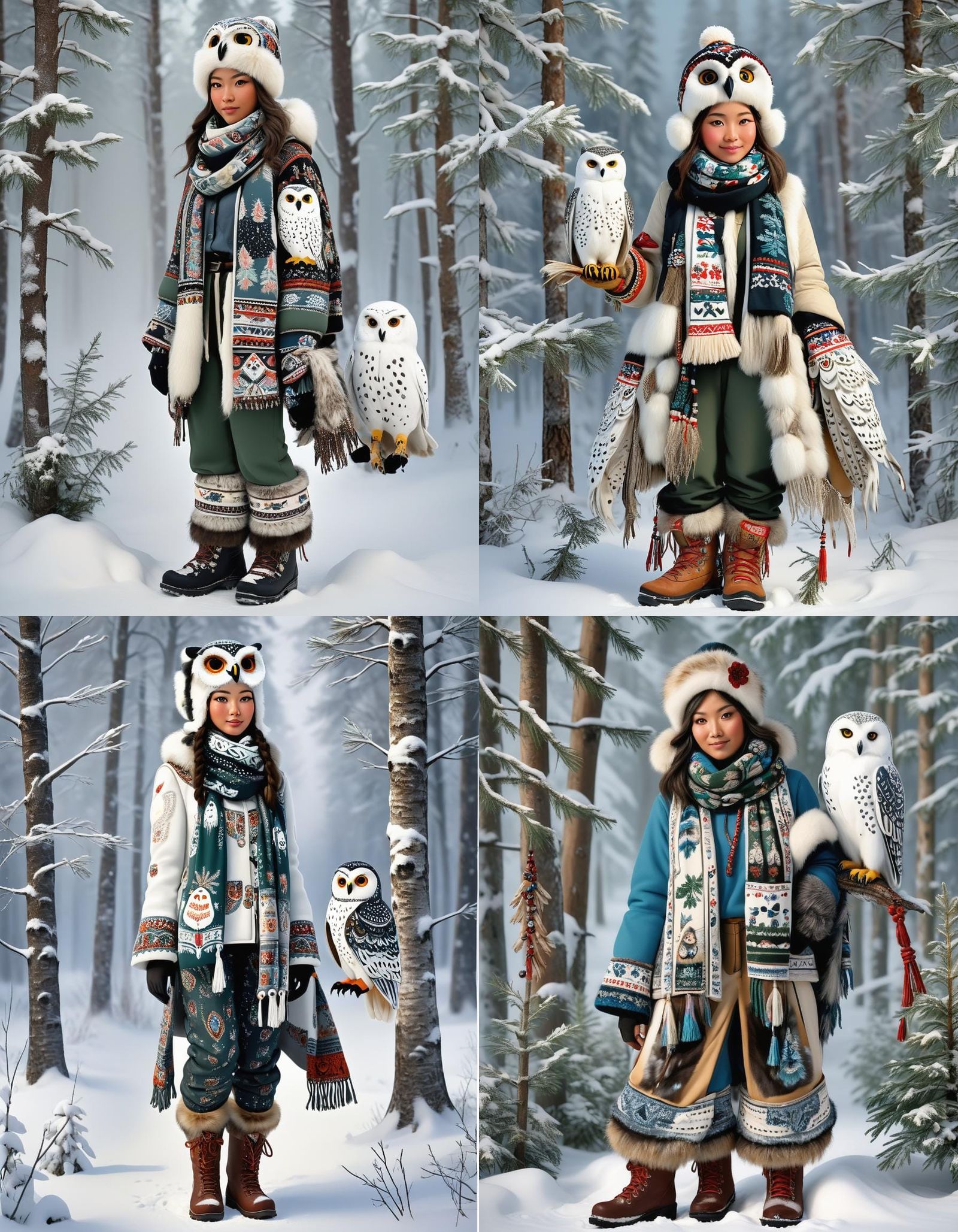 Young Girl Enjoys Winter Wonderland in Traditional Canadian....