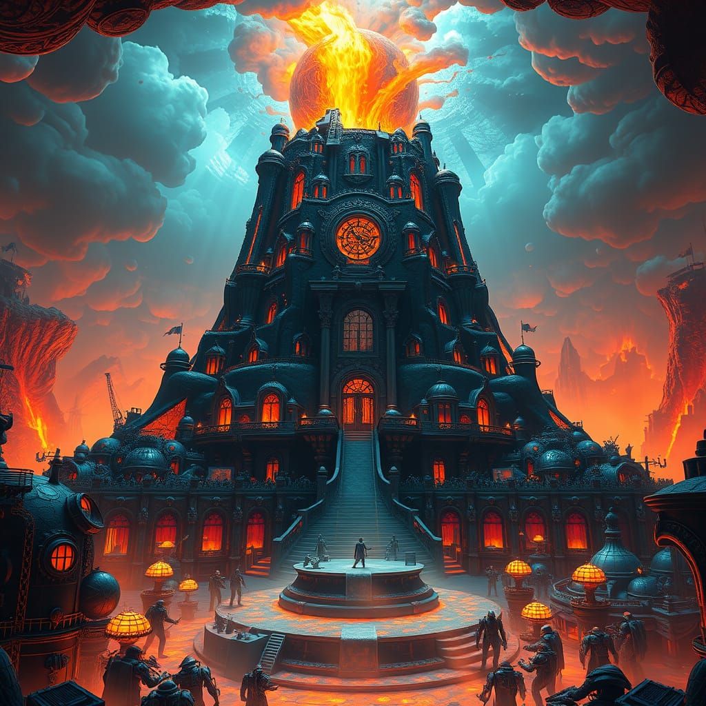 Volcano Fortress Undersea Dome With Robot Army