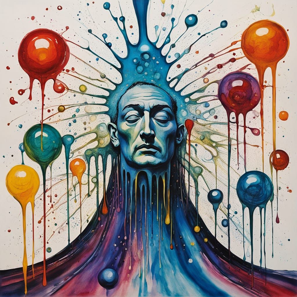 Whimsical Surrealist Painting of a Child's Dreamy Artistic F...