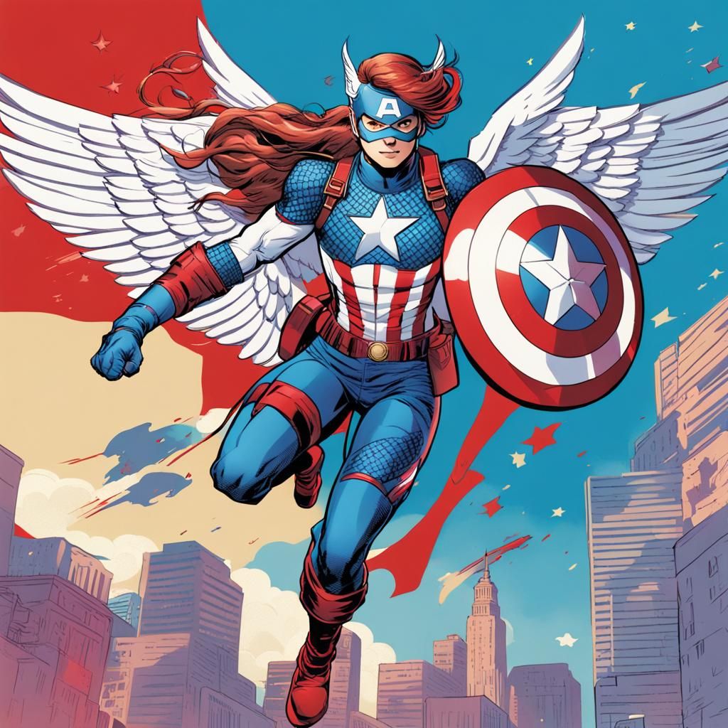 Pegasus: Teenage Heroine in Captain America Style