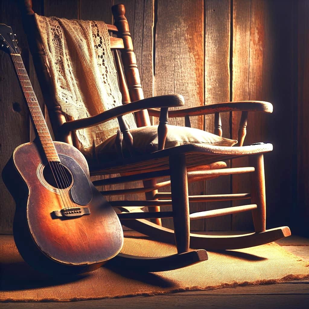 Nostalgic Guitar and Rocking Chair: A Symbol of Rich Musical...