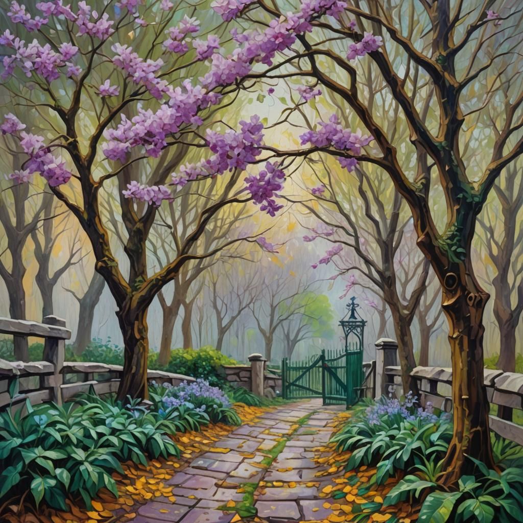 Spring's Impressionistic Bloom: An Oil Painting