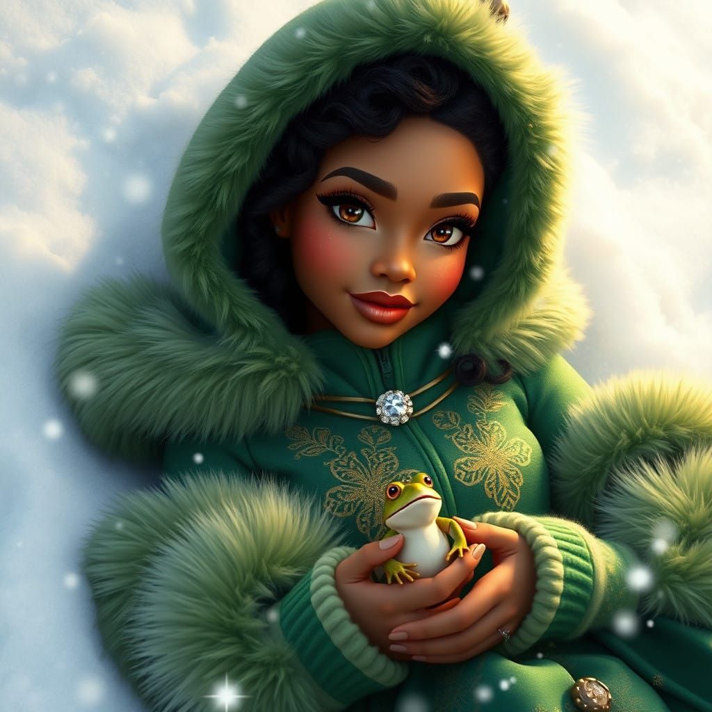 Disney Princess Tiana in Snowy Winter Wonderland