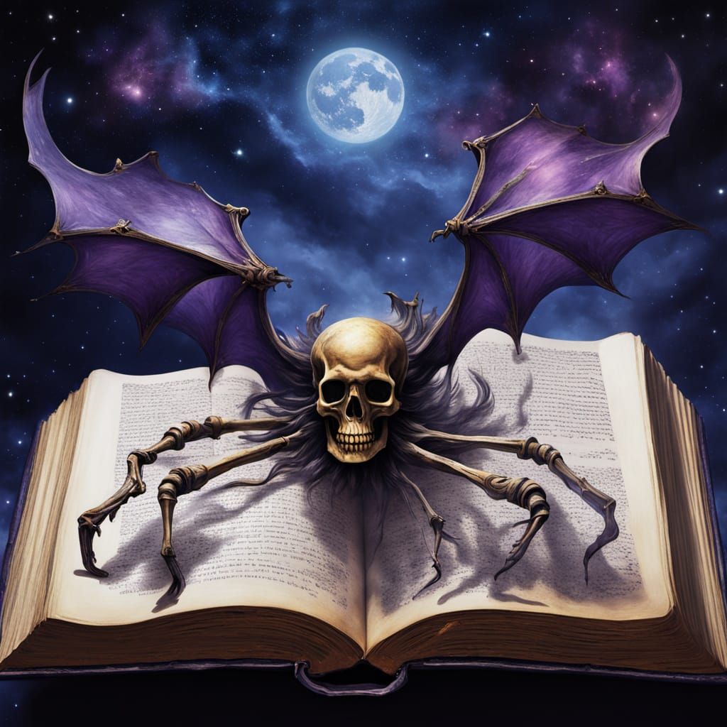 Cosmic Library in Space: Dark Fantasy Painting