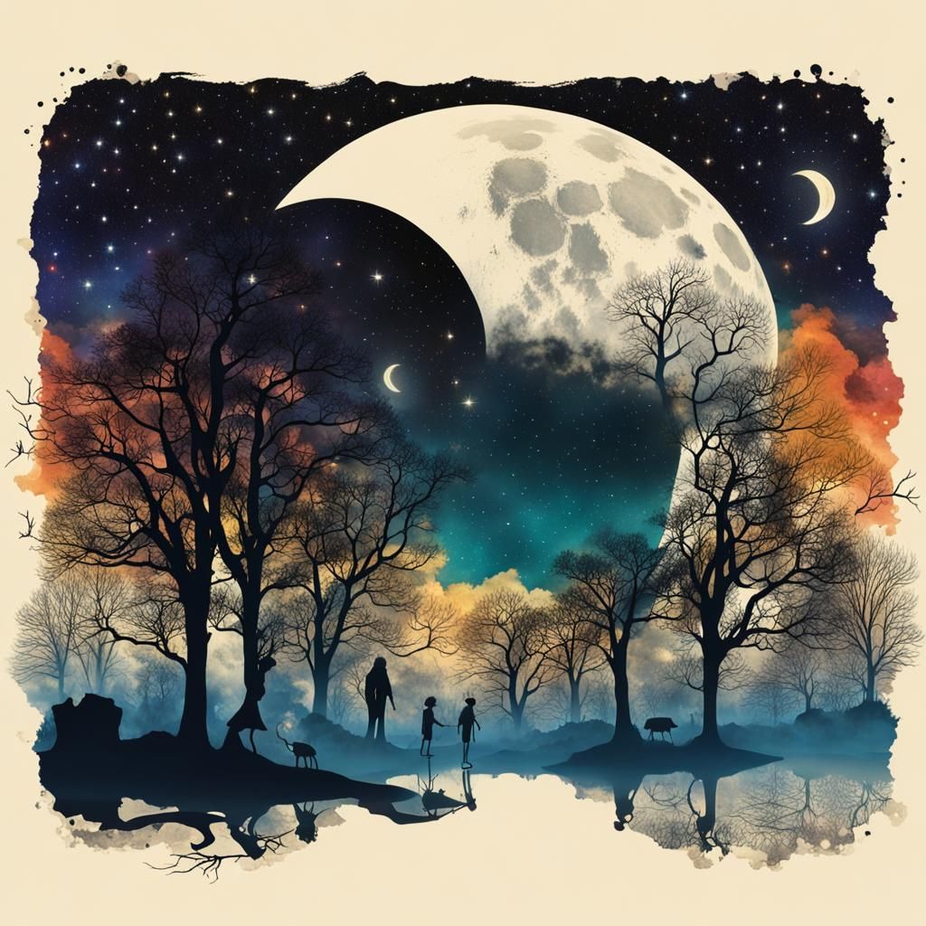 Life and Death in Starry Night Collage Art