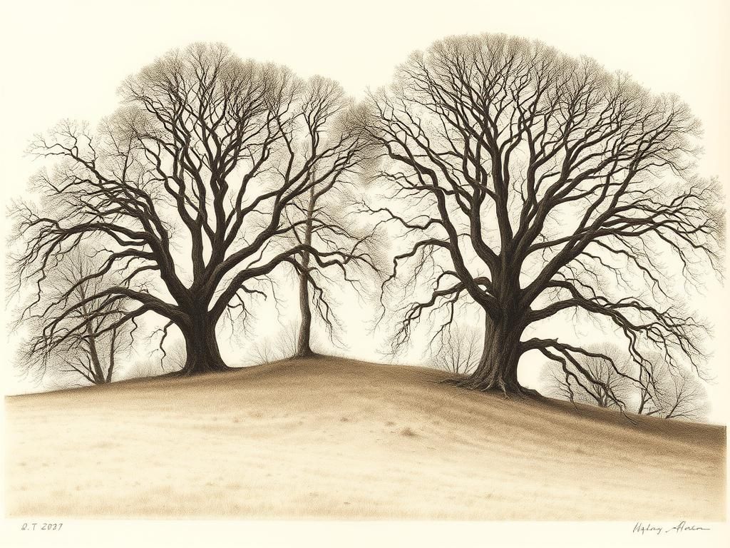 Old Beech Trees as Etching and Aquatint