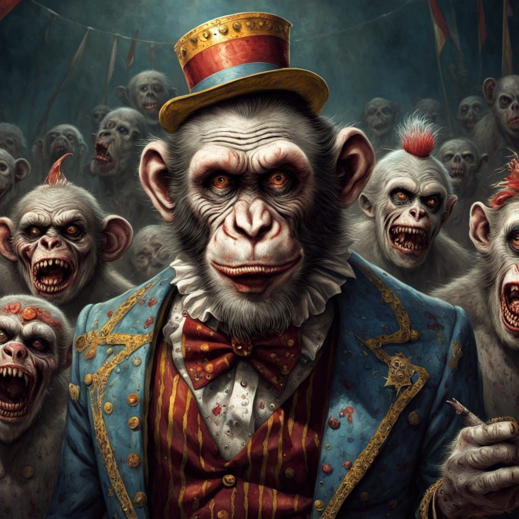 Cyberpunk Clown Horror in a Dark Circus Setting