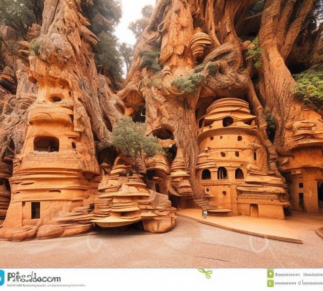 Cliffside Dwelling: Digital Matte Painting in Artstation Sty...