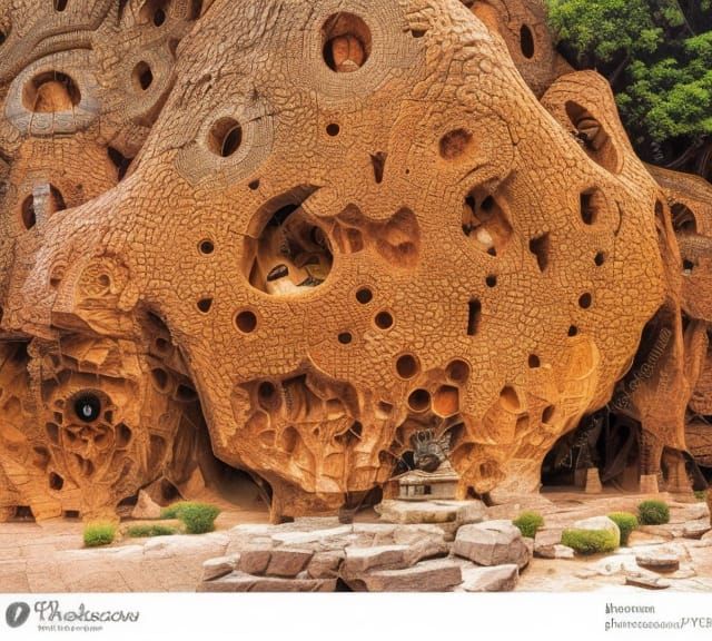 Cliffside City at Night: A Surreal Digital Painting