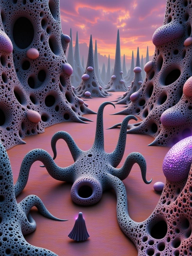 Surreal Sunset in a Dreamlike Exterrestrial Forest