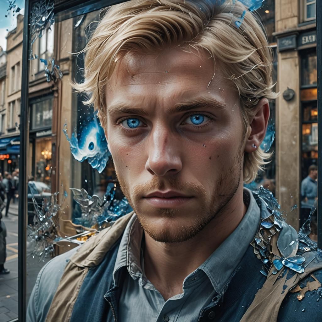 Man Looks at Missing Woman Poster, Detailed Digital Art