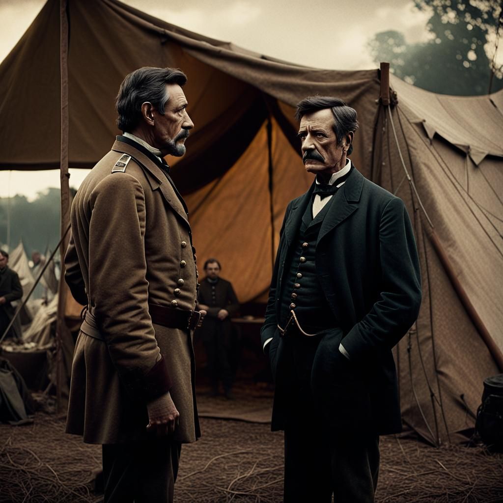 Lincoln and McClellan Civil War Tent Meeting