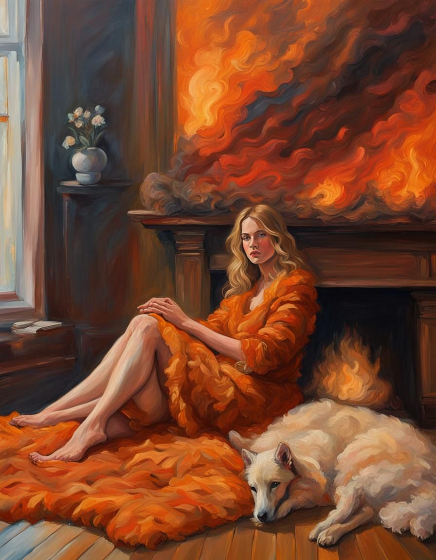 Goddess Freya in Warm Oil Painting Style