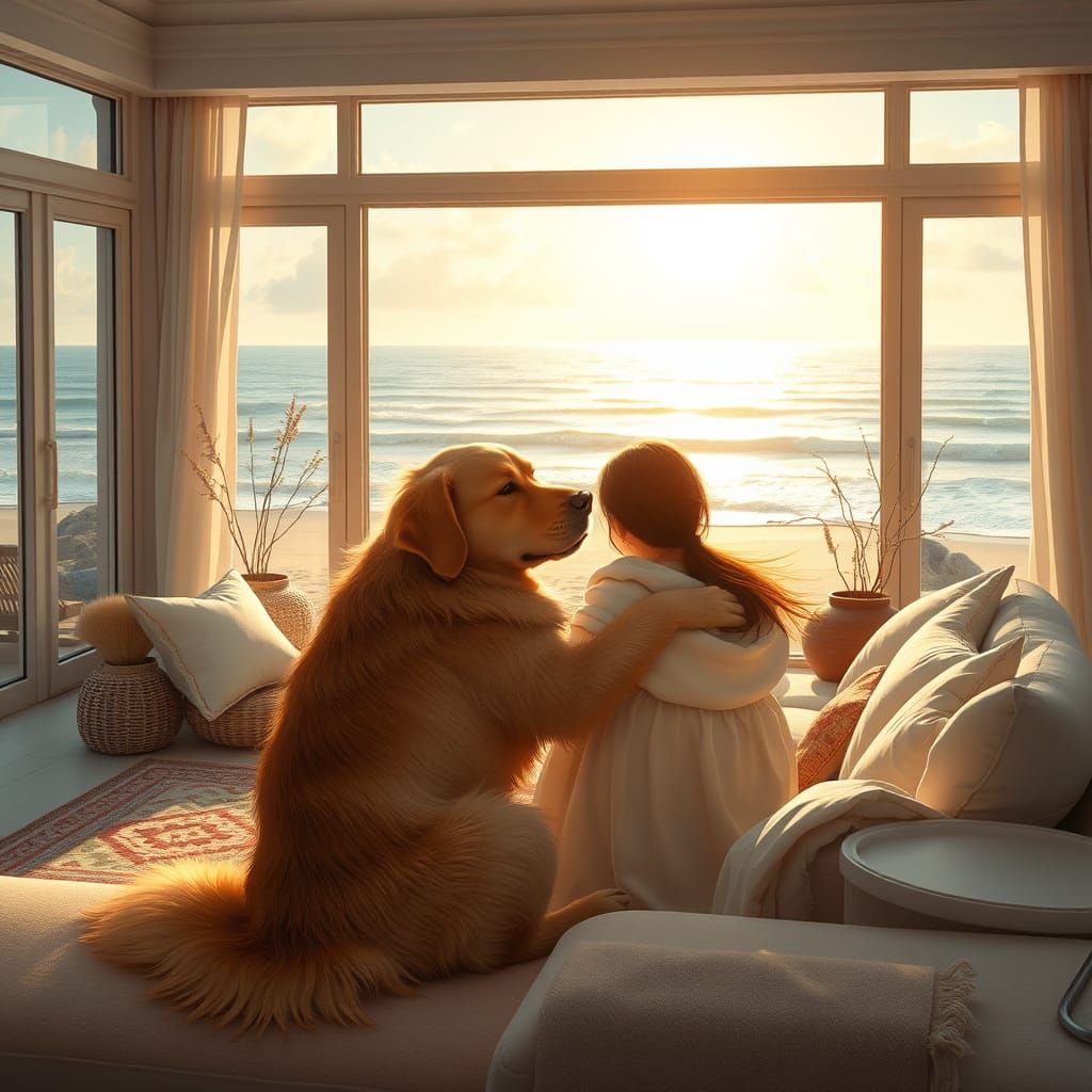 Warm Family Moment on a Golden Beach