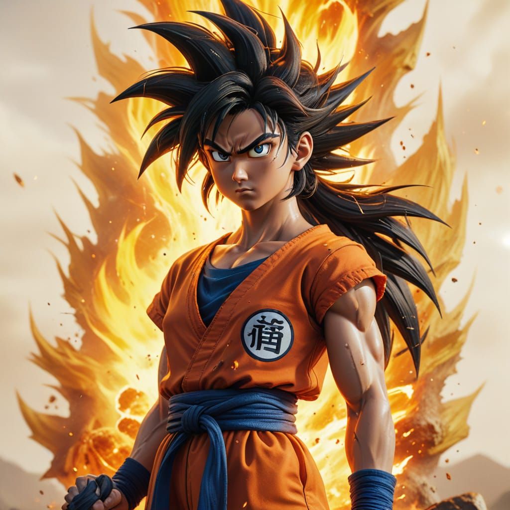 Breathtakingly Realistic Female Goku in Epic Pose