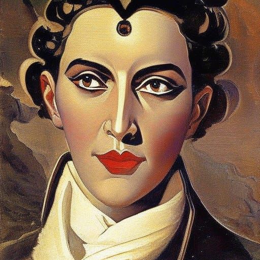 Vampire Lord in Coffin, Inspired by Classic Portraiture