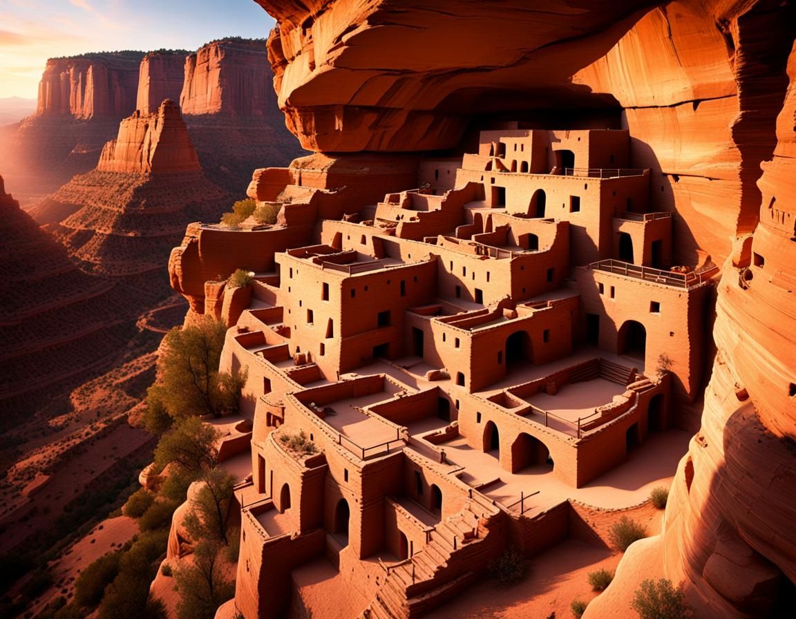 Anasazi Cliff Dwellings at Magic Hour
