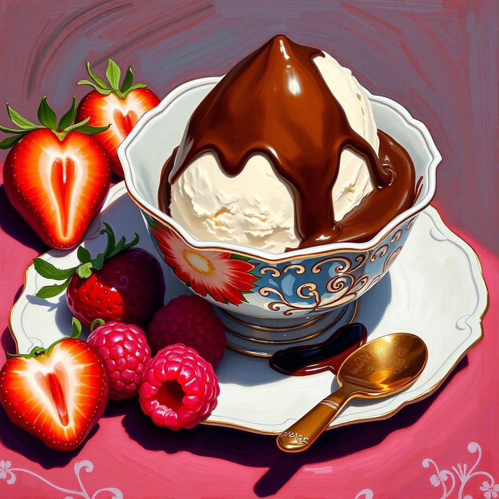 Colorful Ice Cream Still Life Painting