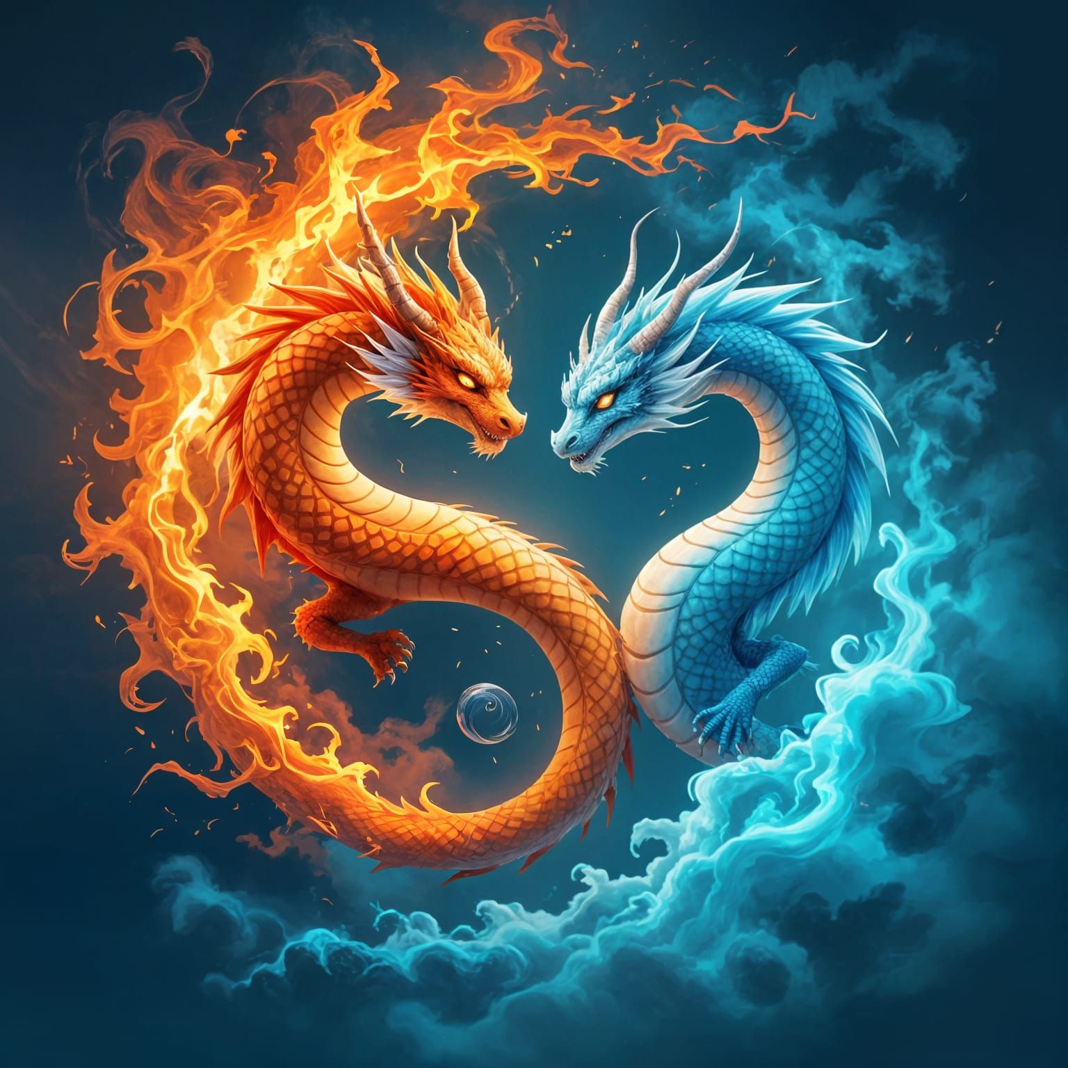 Fire and Water Dragons in Yin Yang Balance