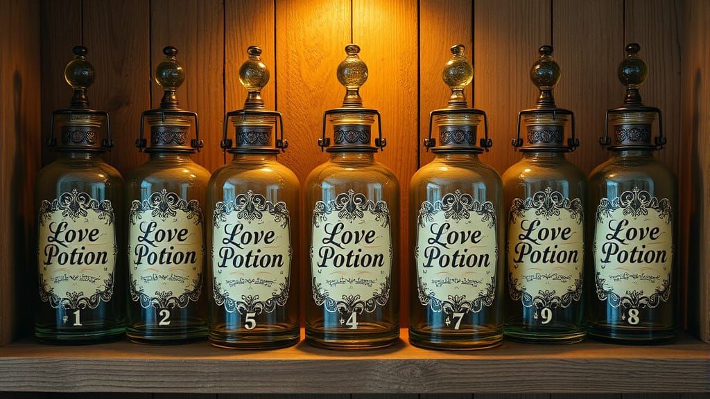 Enchanting Apothecary Jars in Whimsical Warm Lighting