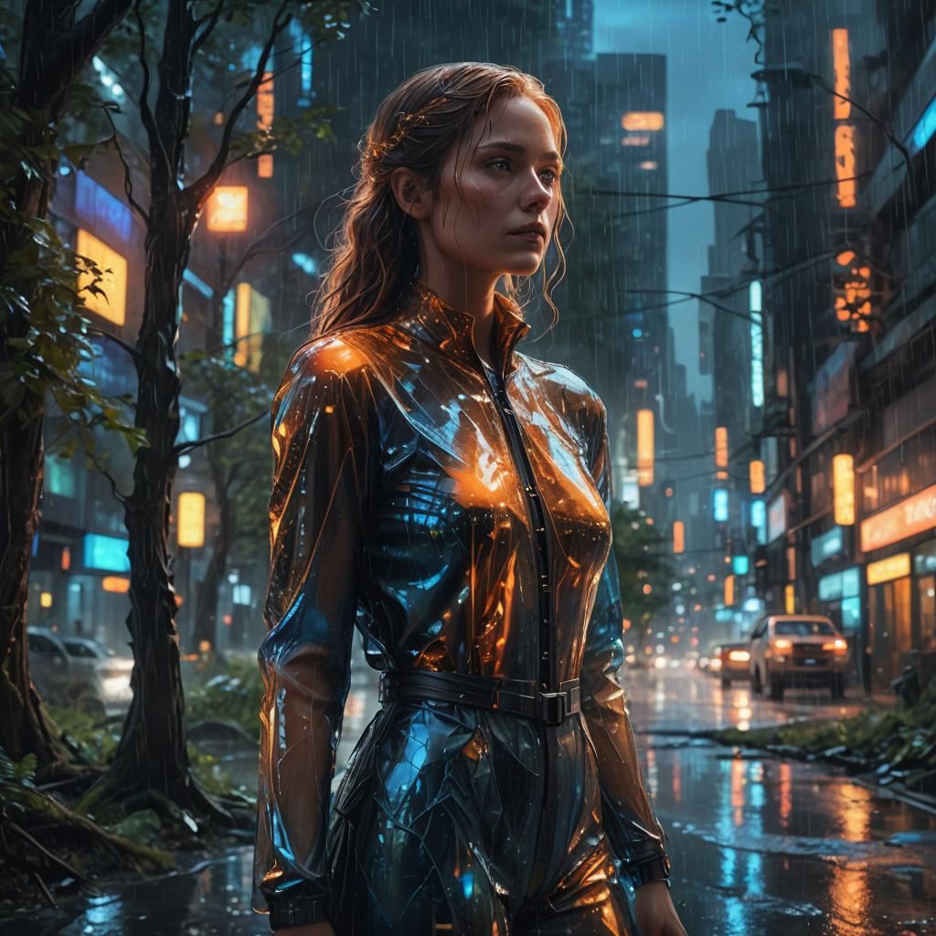 Glass Woman Figure with Forest, Digital Matte Painting