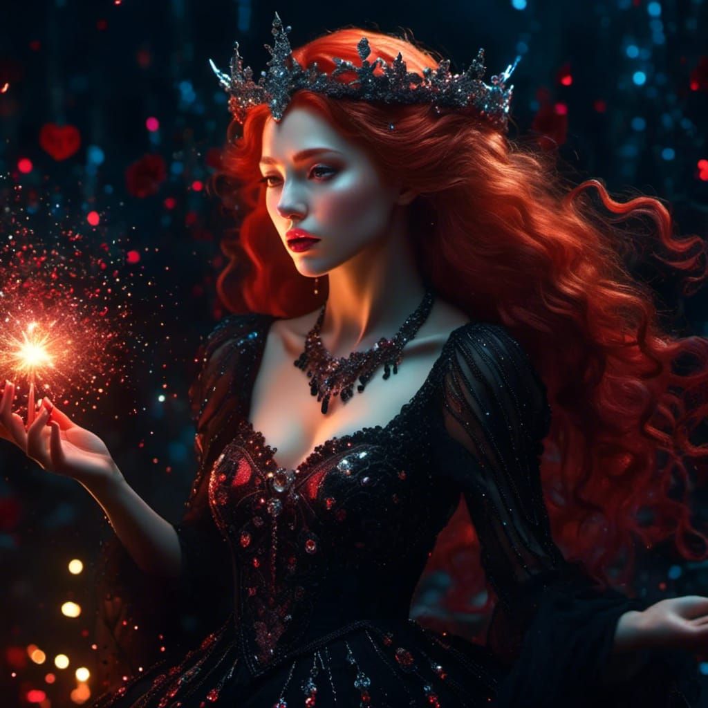 Evil Red-Haired Witch in Dark Ambiance