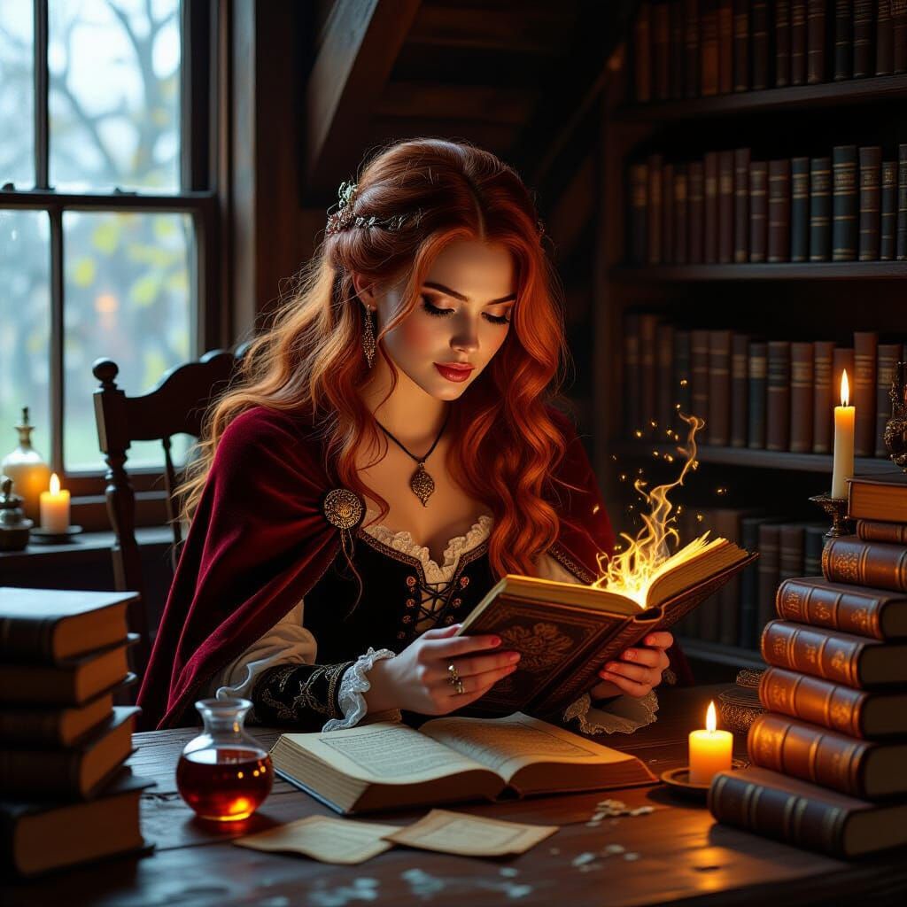 Mystical Tome Study in Cozy Cottage