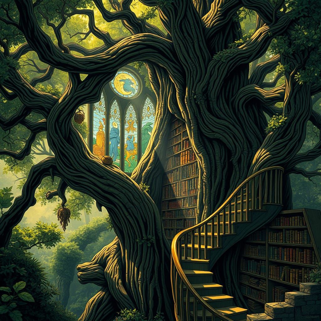 Hidden Tree Library Inspired by Victorian Art