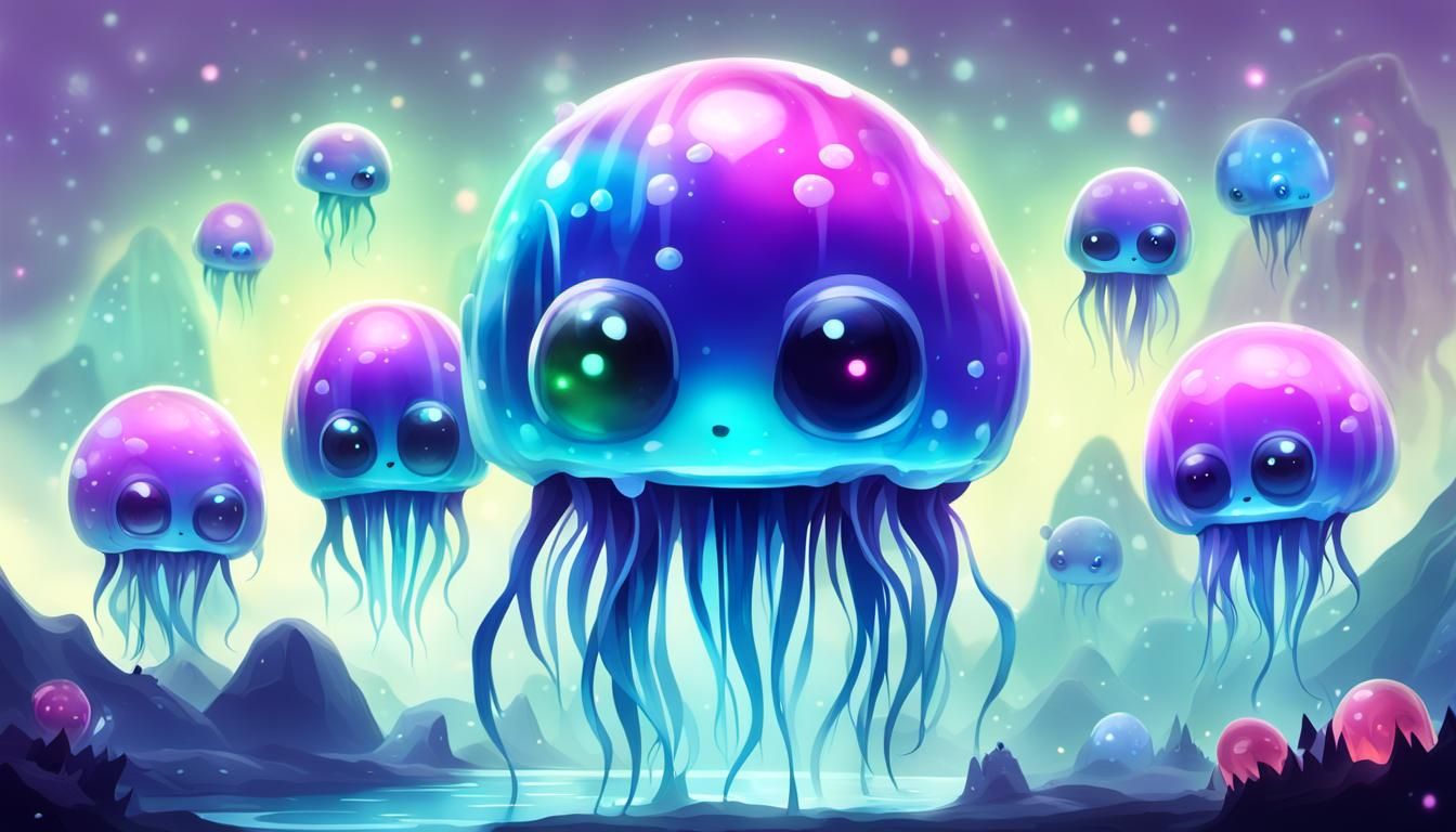 Surreal Alien Jelly World with Funny Creatures